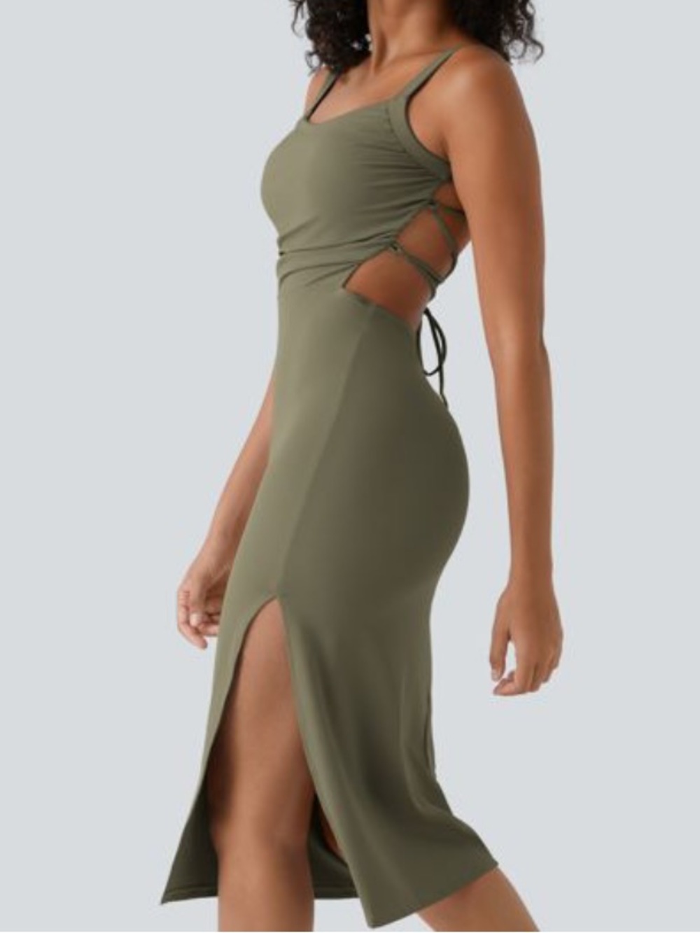 NWT Halara Ruched Lace Up Bodycon Midi Dress(size XS)